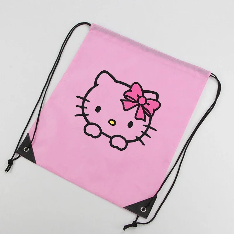 Hello Kitty torba ze sznurkiem sportowy wodoodporny plecak pakiet kieszonkowy Cartoon Anime Sanrio Terylene torby do koszykówki prezent urodzinowy