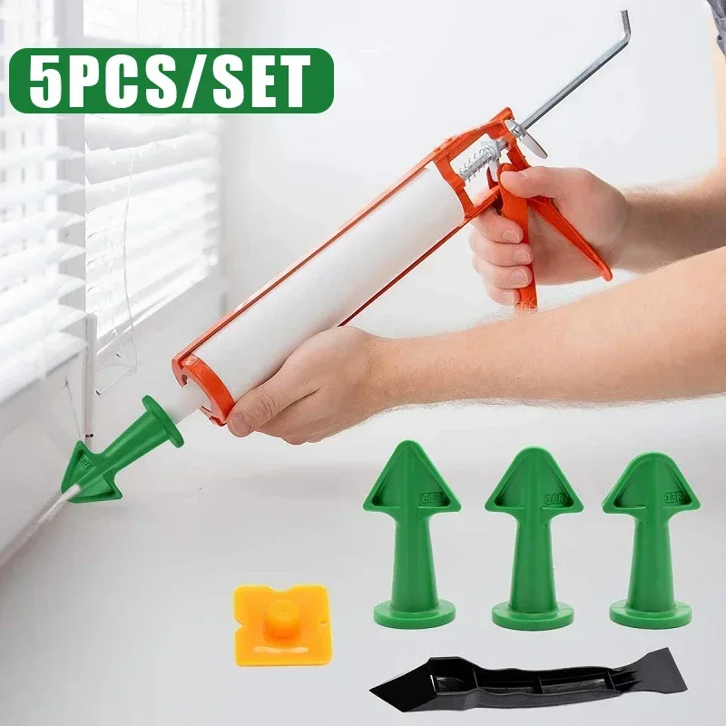 5Pc Caulking Nozzle Applicator Finishing Tool Spatula Plastic Glue Shovel Tile Brick Joints Floor Silicone Remover Hand Tool Set