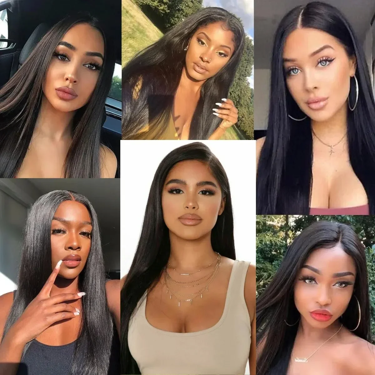 Long straight black lace front wig, natural black lace front wig, suitable for women without glue and heat-resistant fibers