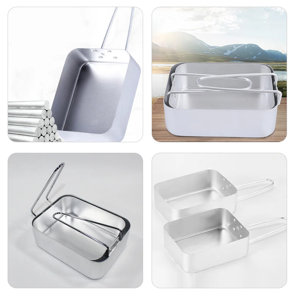 

2 Pcs Folding Portable Aluminum Lunch Box Boxes Picnic Food Containers Refrigerator Lunchbox