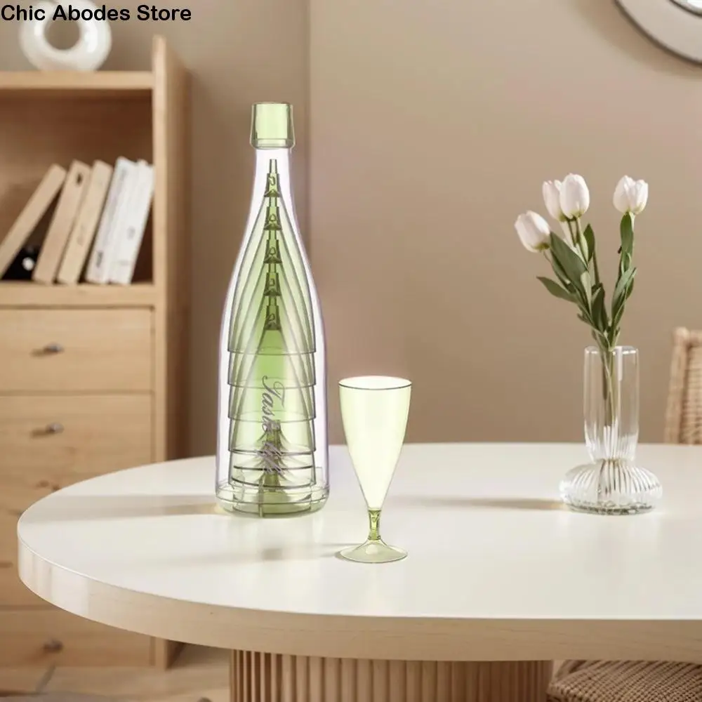 

Plastic Champagne Glasses Reusable Lightweight Wine Glasses with Storage Bottle Shatterproof Cocktail Cups Birthday
