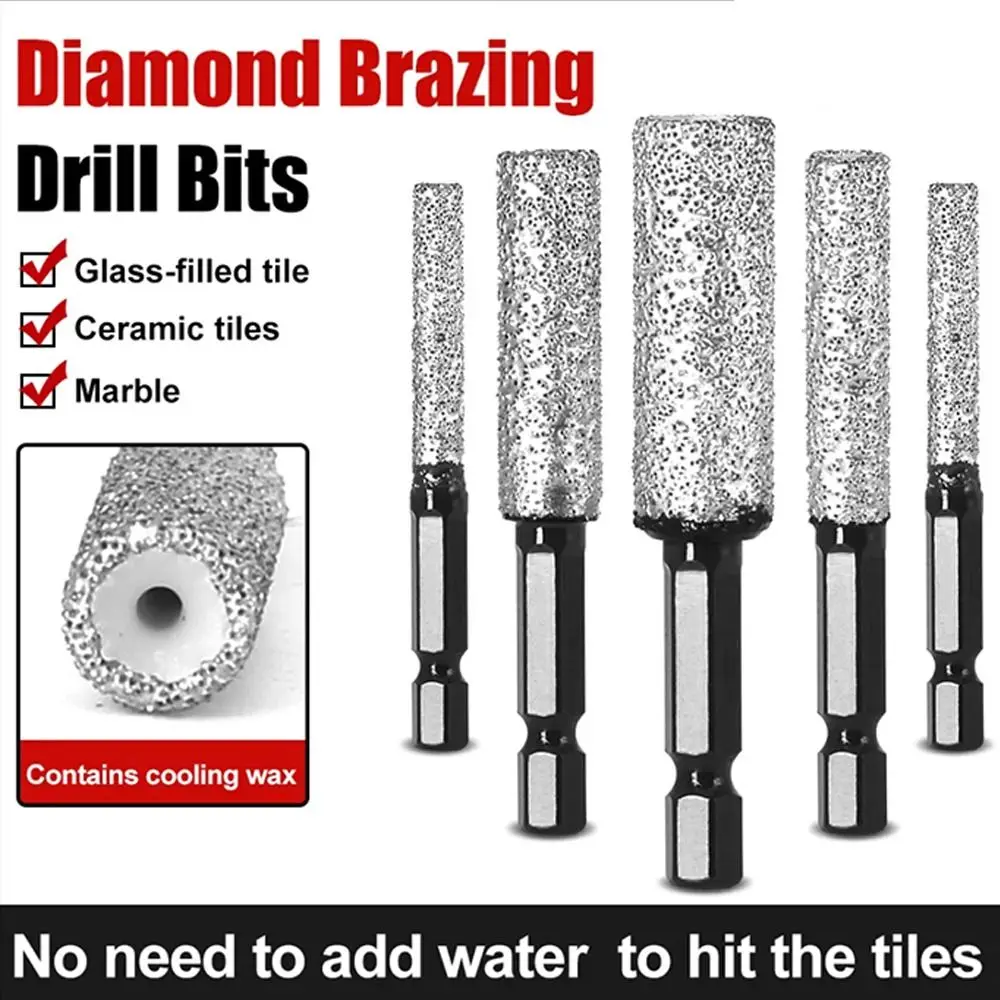 

Hexagonal Shank Diamond Drill Bit 6/8/10/12mm Dry Ceramic Tile Hole Saw for Granite Porcelain Drilling Grinding