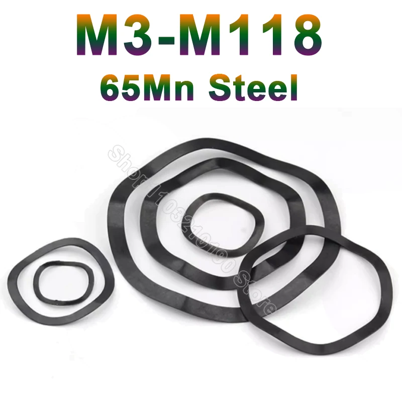 

3-100Pcs 65Mn Mangnese Steel M3 M4 M5 M6 M8 M10 M12 M14 M16 M17-M118 Wave Washer 3/5/6/7 Wave Crest Type Gasket Spring Washers