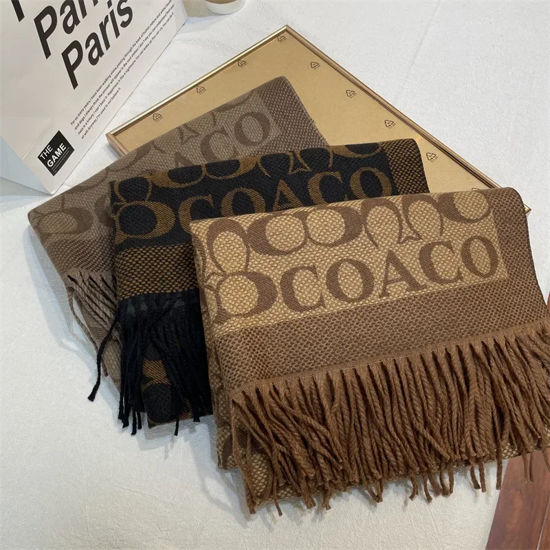 2024 New Winter Warm Cashmere Wraps Women Scarf Luxury Design Pashmina Thick Shawl Blanket Bufanda Tessel Travel Poncho Stoles