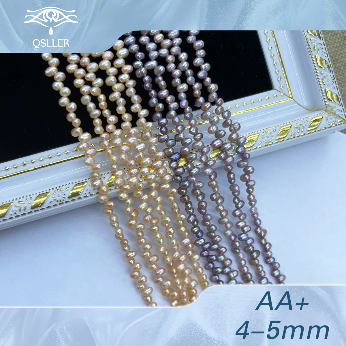 

QSLLER 4-5mm AA+ Natural Freshwater Pearl Rice Beads Three-Seven Hole Bead for DIY Women Men Necklace Jewelry Making Accessories