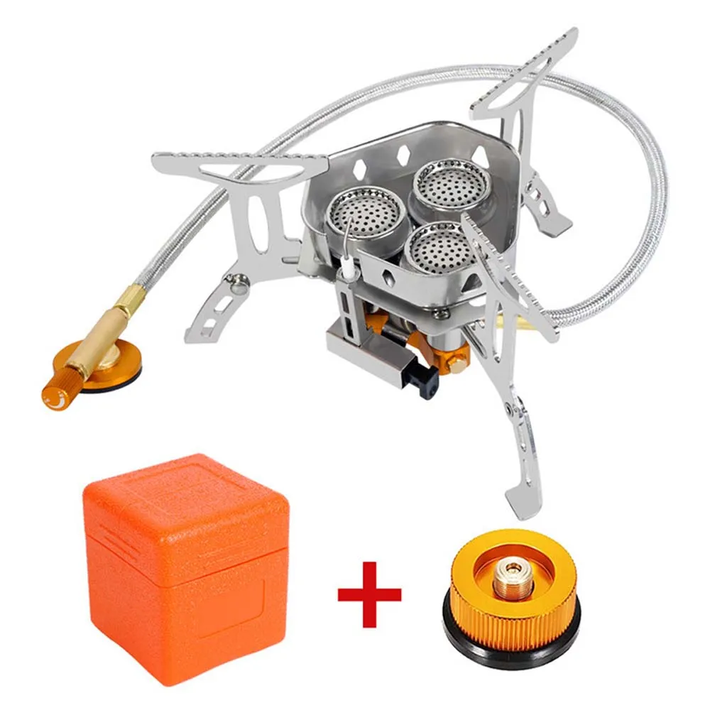 

5800W Windproof Camp Stove Camping Tea Stove with Fuel Canister Adapter Piezo Ignition Carry Case for Backpacking Hiking