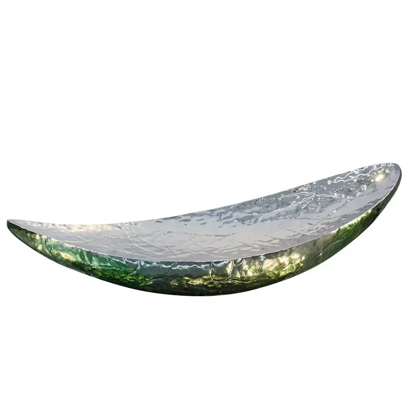 Outdoor landscape sculpture, office building hotel lobby metal art ornament, stainless steel abstract boat sculpture