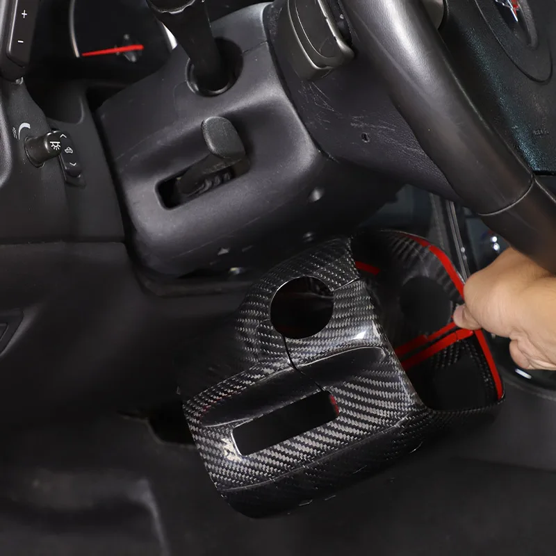 

For Chevrolet Corvette C6 2005-2013 ABS Carbon Fber Steering Wheel Steering Column Base Cover Decorative Sticker Accessories