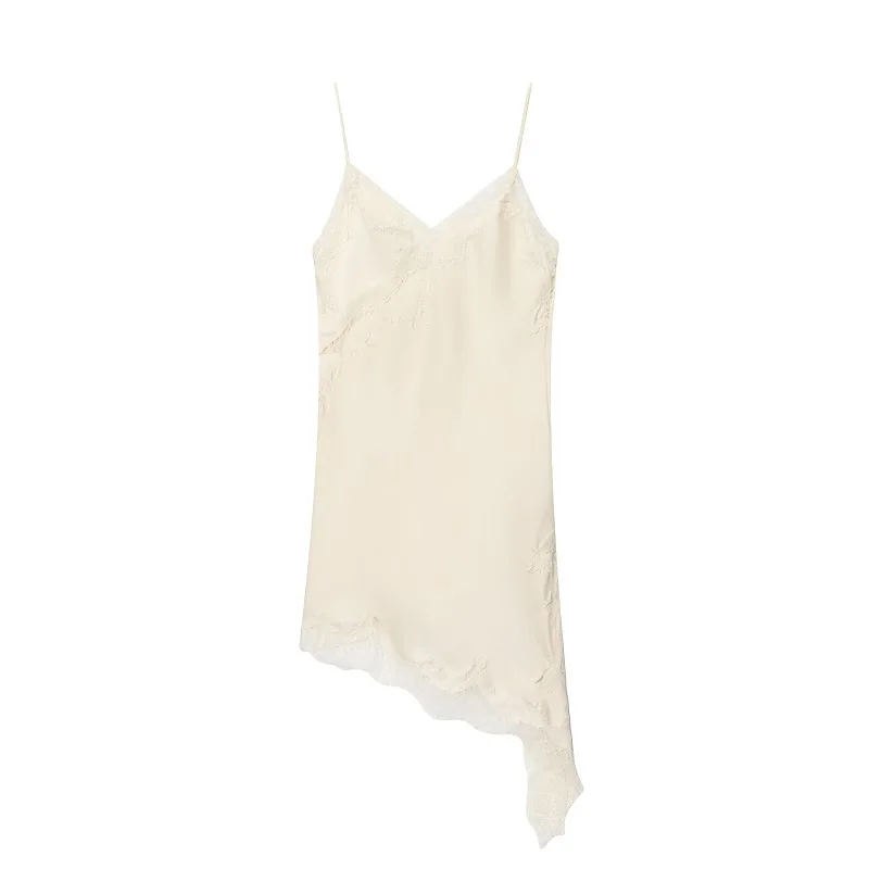 MUJER Kanten Slip Mini-jurk Dames Satijn Backless Zomerjurk Vrouw Asymmetrische Party Damesjurk Sexy Strandjurken voor dames