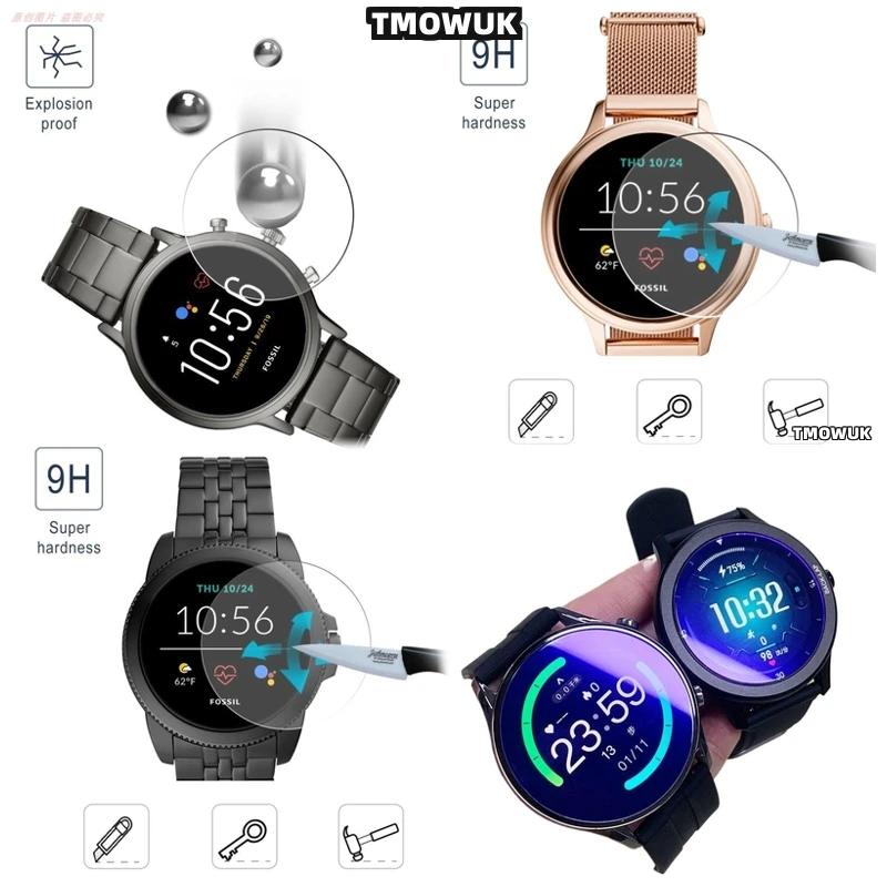 

For FOSSIL Gen 5 5E 6 42MM 44MM - Anti-Scratch 9H Ultra-Thin - Tempered Glass Screen Protector For Smartwatch