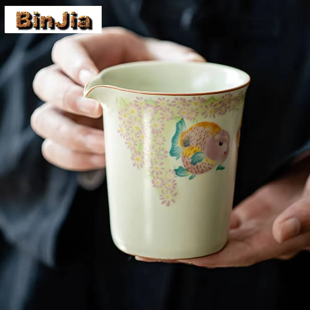 

230 мл фарфоровый кувшин для чая Cream Ru, креативный чайник с рыбой кои, разделительное открытие, художественная чашка Cha Hai, чайный набор, украшения, принадлежности
