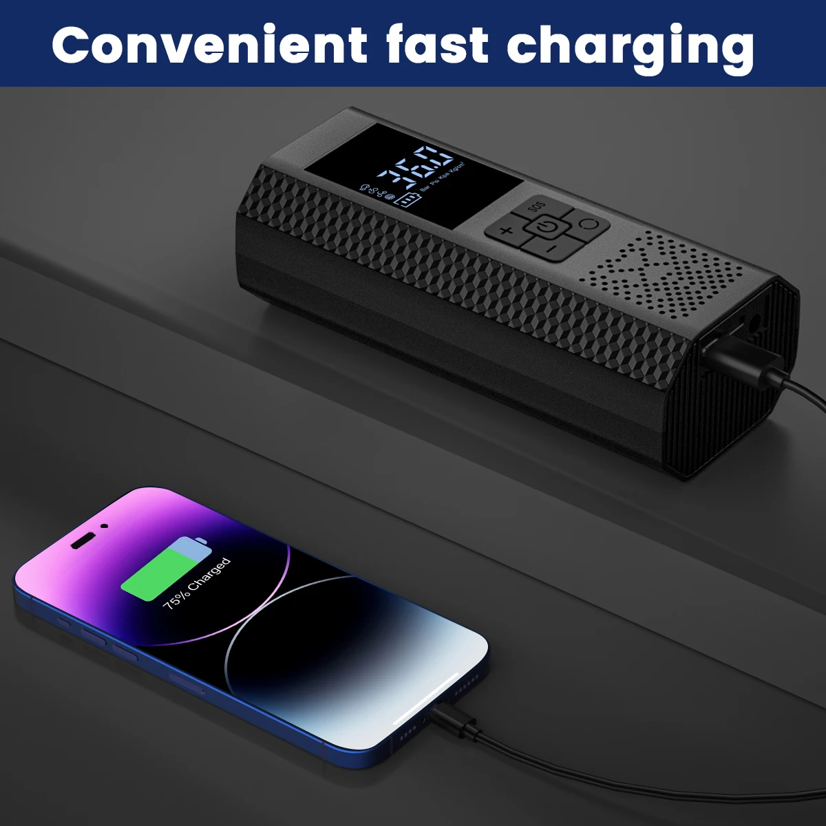 

Tire Inflator Portable Air Compressor - 150PSI & 10000mAh Cordless Air Pump with Digital Tire Pressure Gauge