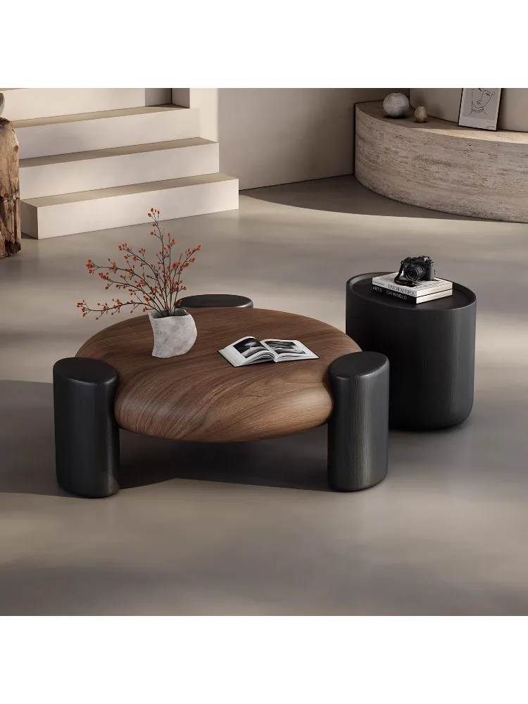 

Medieval style living room coffee table household small apartment Italian minimalist round coffee table combination