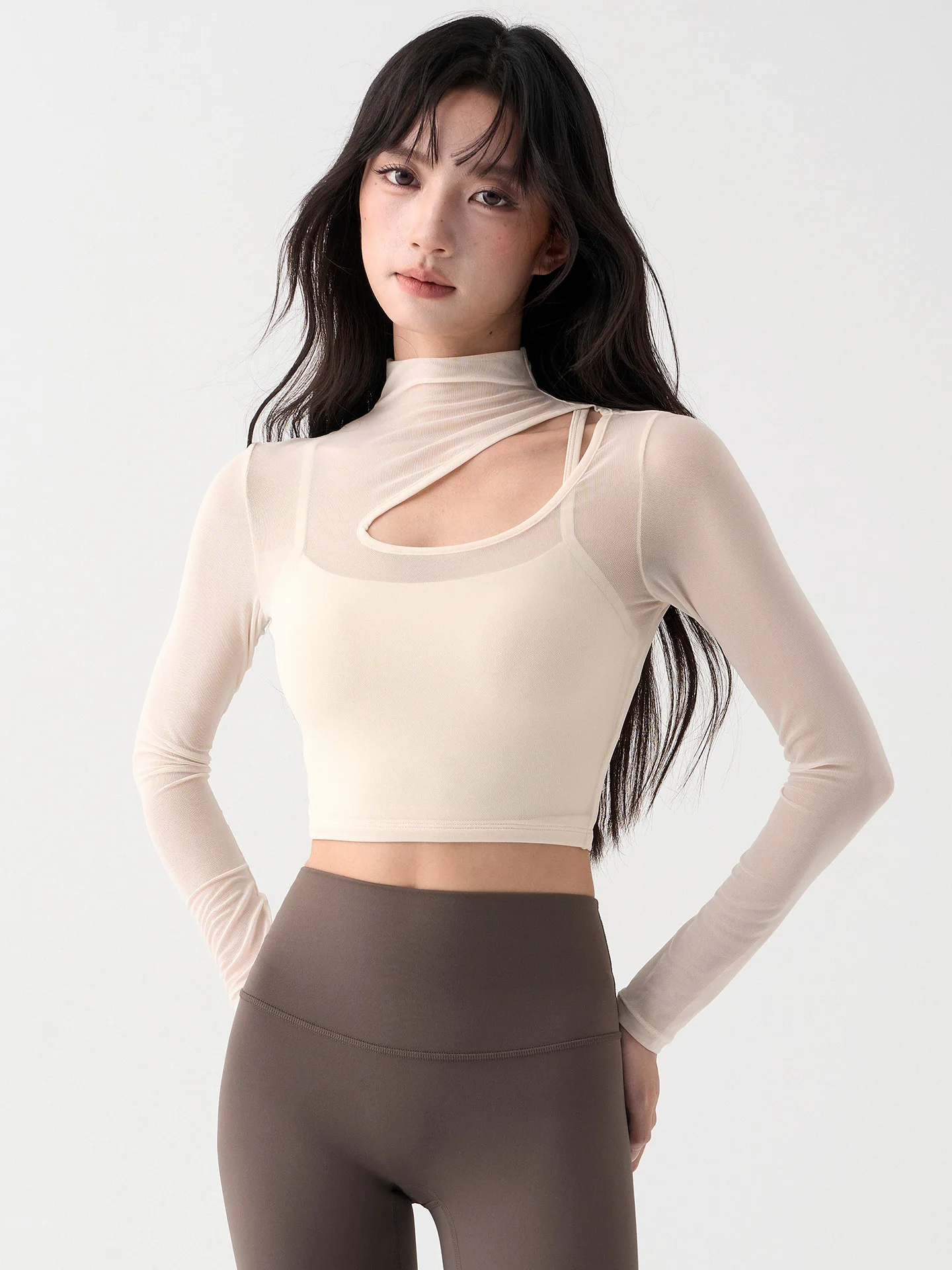 

Sexy Yoga Fitn Clothing Women's Long Sve Me Hollow out Sports Training Top with Chest Pad Pure Desire Sle