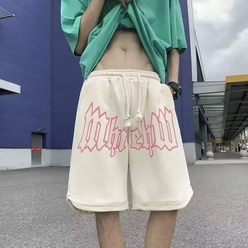 Summer Men's Letter Foam Print Shorts y2k Casual Fashion Loose Sweatpants Gym Basketball Short Pants Streetwear Bermuda shorts