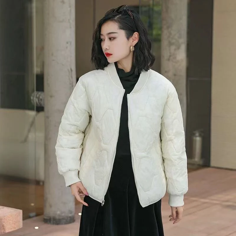 Parka sottile con maniche raglan semplici Donna Autunno Inverno Taglie forti Abbigliamento casual Cappotto imbottito a rombi Giacca trapuntata termica