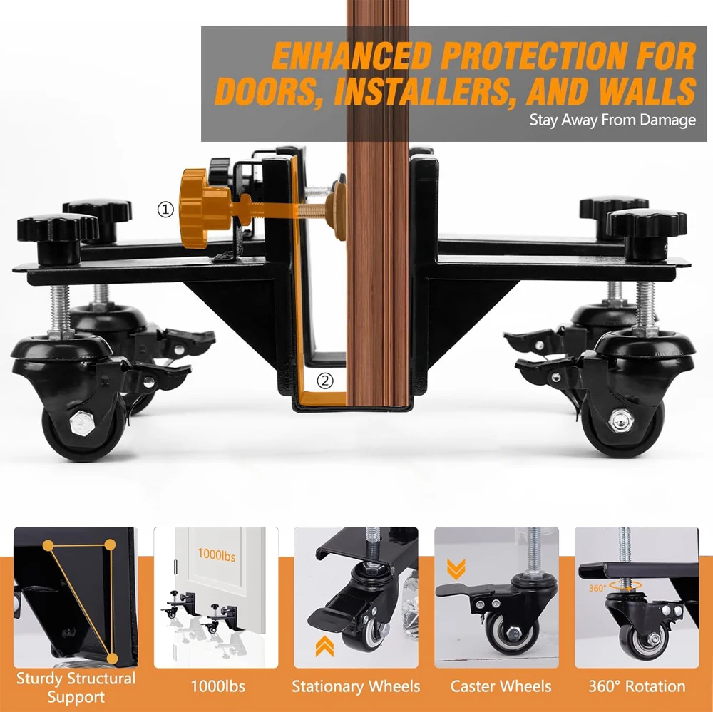 Door Installation Dolly Door Panel Handling Trolley Translating Roller 360º Rotation Heavy Duty Door Panel Trolley Board Dolly