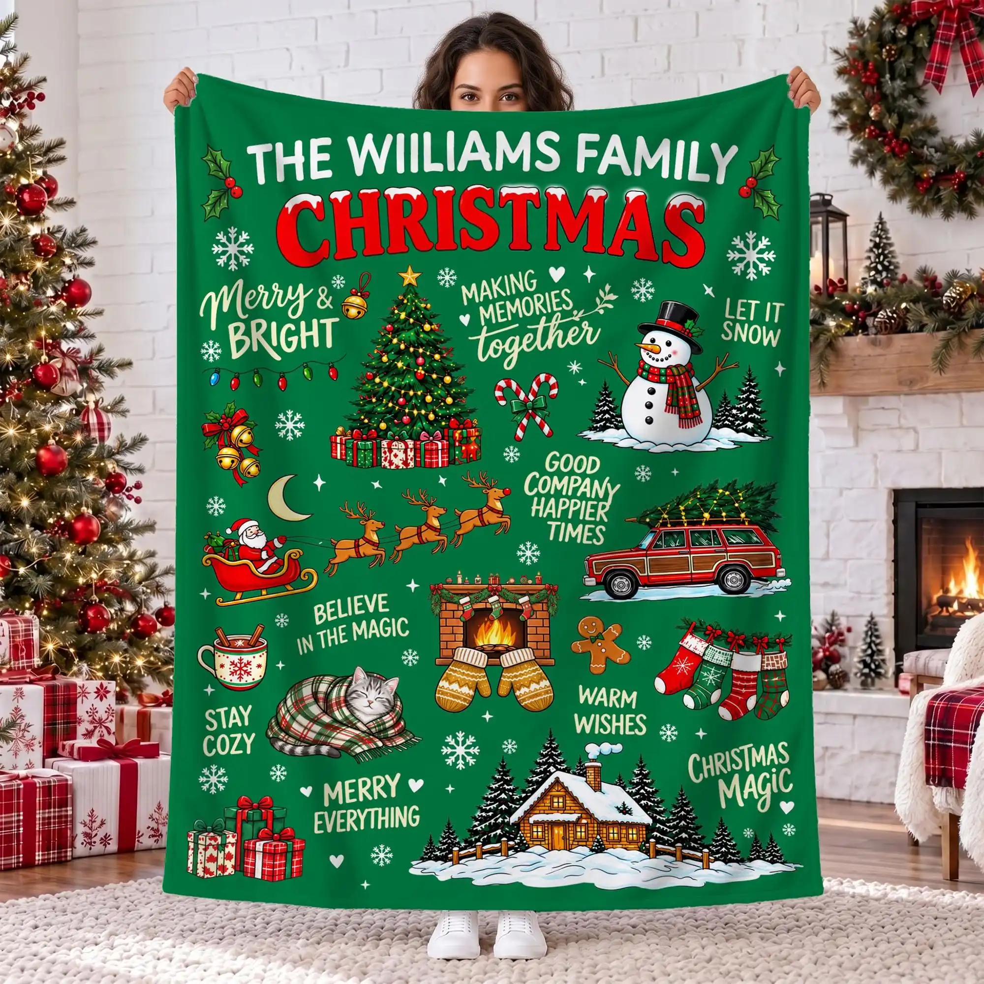 Personalized Custom Blanket with Text - Unique Gift for Boyfriend Birthday Girls Dogs Guest Celebration Soft Comforter Throw