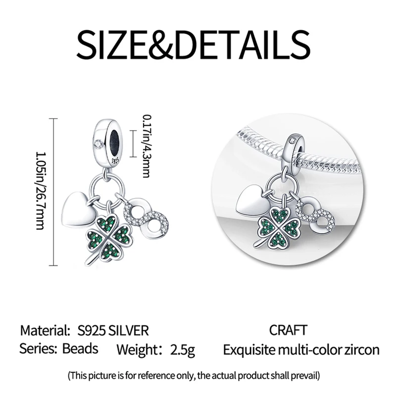 سحر 925 الأصلي الأفوكادو والبرسيم قلادة الخرز يناسب أساور قلادة للنساء سحر الفضة 925 الفاخرة DIY مجوهرات هدية #5