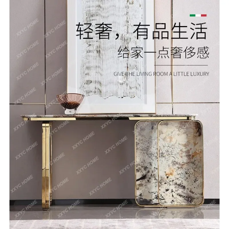 XX Style Light Luxury Marble Entryway Table Modern Minimalist Living Room Entryway Hallway Wall Table New Model