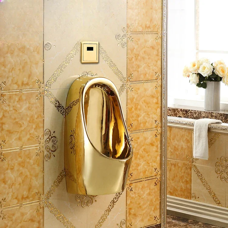 Wall-mounted intelligent automatic sensing golden urinal men's wall-mounted urinal ceramic KTV urinal