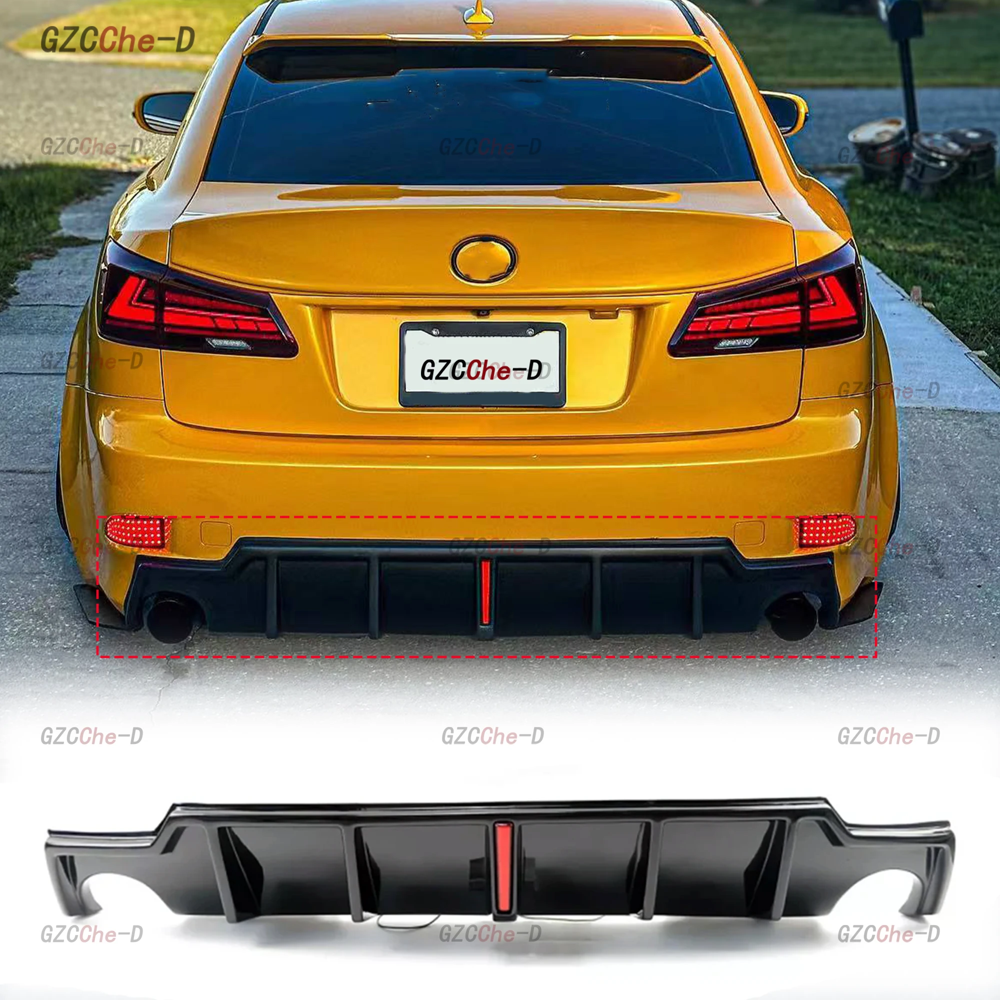 For Lexus IS250 IS300 IS350 2006-2012 IS rear spoiler glossy black carbon fiber primer diffuser and indicator light accessories