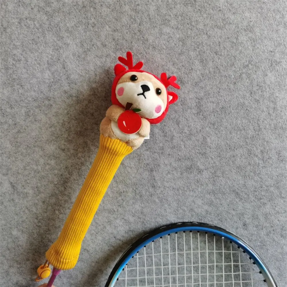 Animal Cartoon Badminton Racket Protector Non Slip Drawstring Badminton Racket Handle Cover Cute Elastic