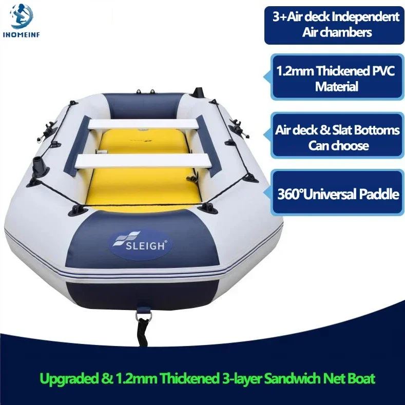 1.2mm PVC Fishing Boat with 360° Universal Paddle Set 3+Air Deck Air Chamber Wear Collision Resistant Canoeing Marine Accessory