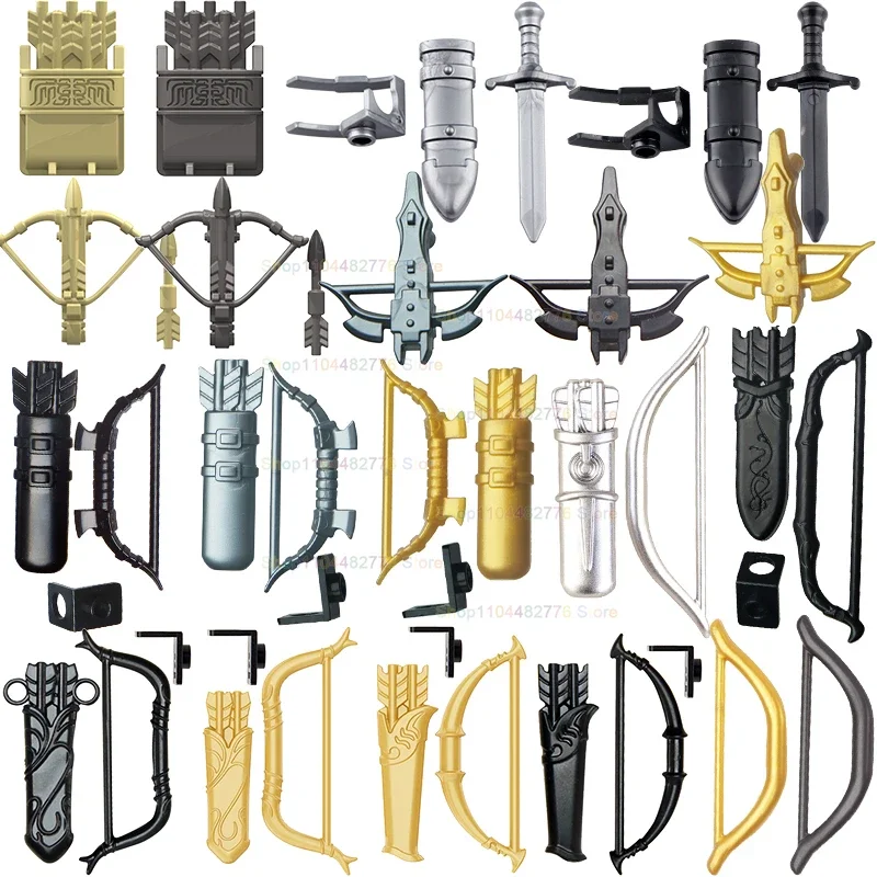 

MOC Hammer bow arrow Sword Shield Axe Accessories Military Medieval Cavalry Soldiers Building Blocks Toys Kid Gifts PJT018