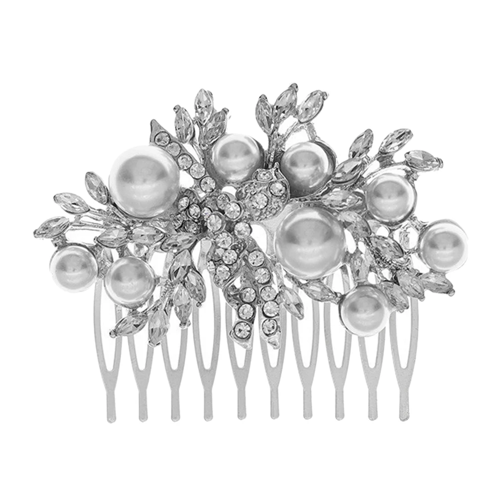 

Pearl Hair Comb Rhinestone Wedding Bridesmaid Elegant ABS Alloy Drill Hairstyles Banquet Party Crystal Durable Material