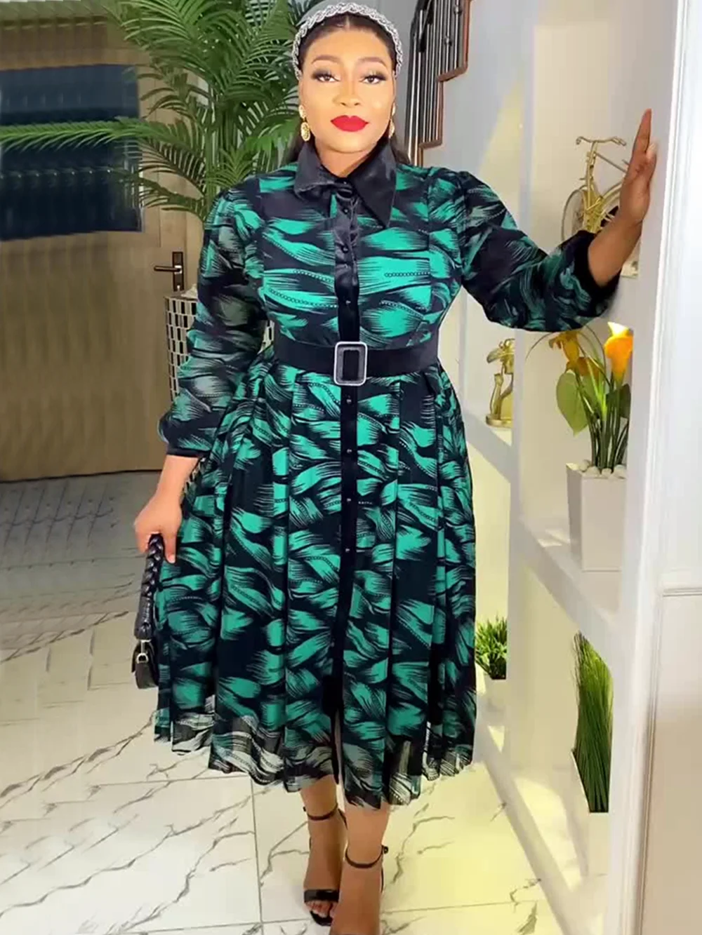 Elegant African Dresses for Women Long Sleeve Africa Clothing Plus Size Evening Party Dress Dashiki Ankara Turkey Outfits Robe