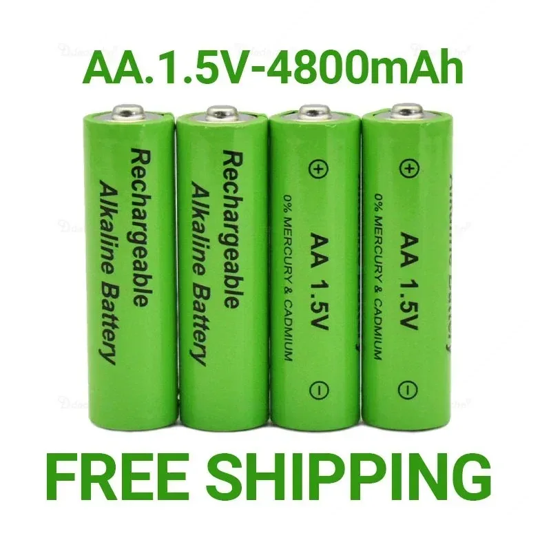 Recarregável AA Battery para Relógios, Computadores, Brinquedos, Frete Grátis, 1.5 V, 4800mAh