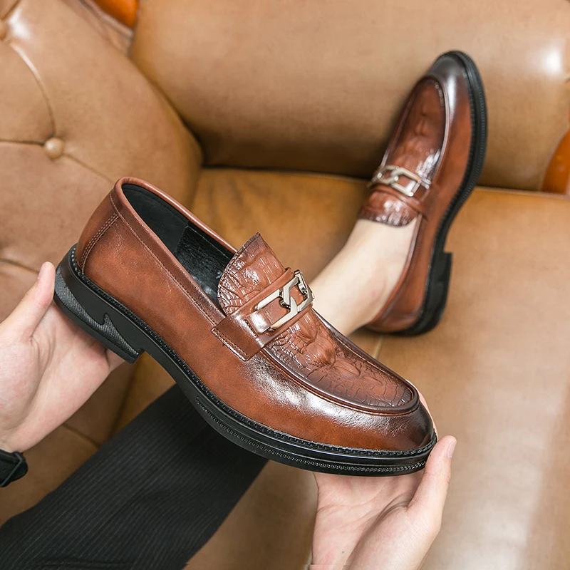

Повседневные мужские лоферы без шнуровки. Классический повседневный дизайнерский стиль. Модные уличные кожаные туфли больших размеров для вечеринок и офисов, размеры 38–46