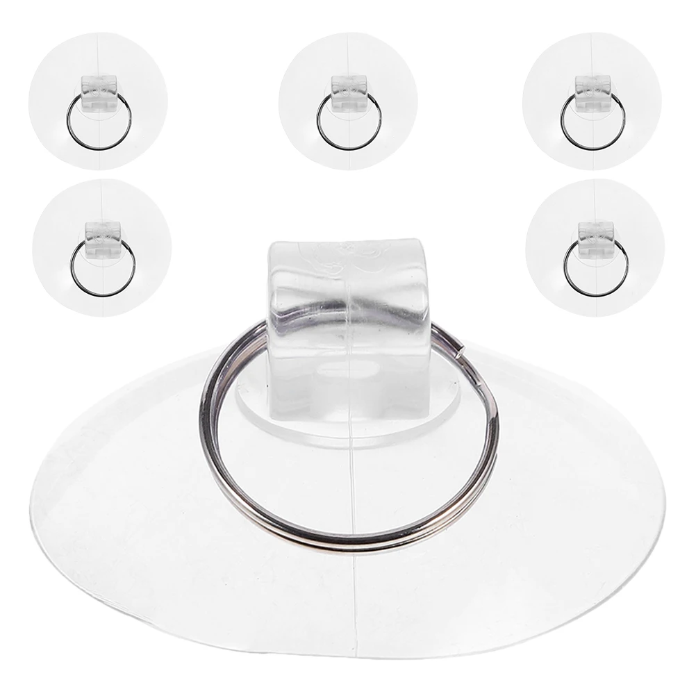 

6pcs Suction Cup Hooks Transparent Vacuum Clear Glass Rubber Strong Power No Trace Bathroom Kitchen Storage Accessories