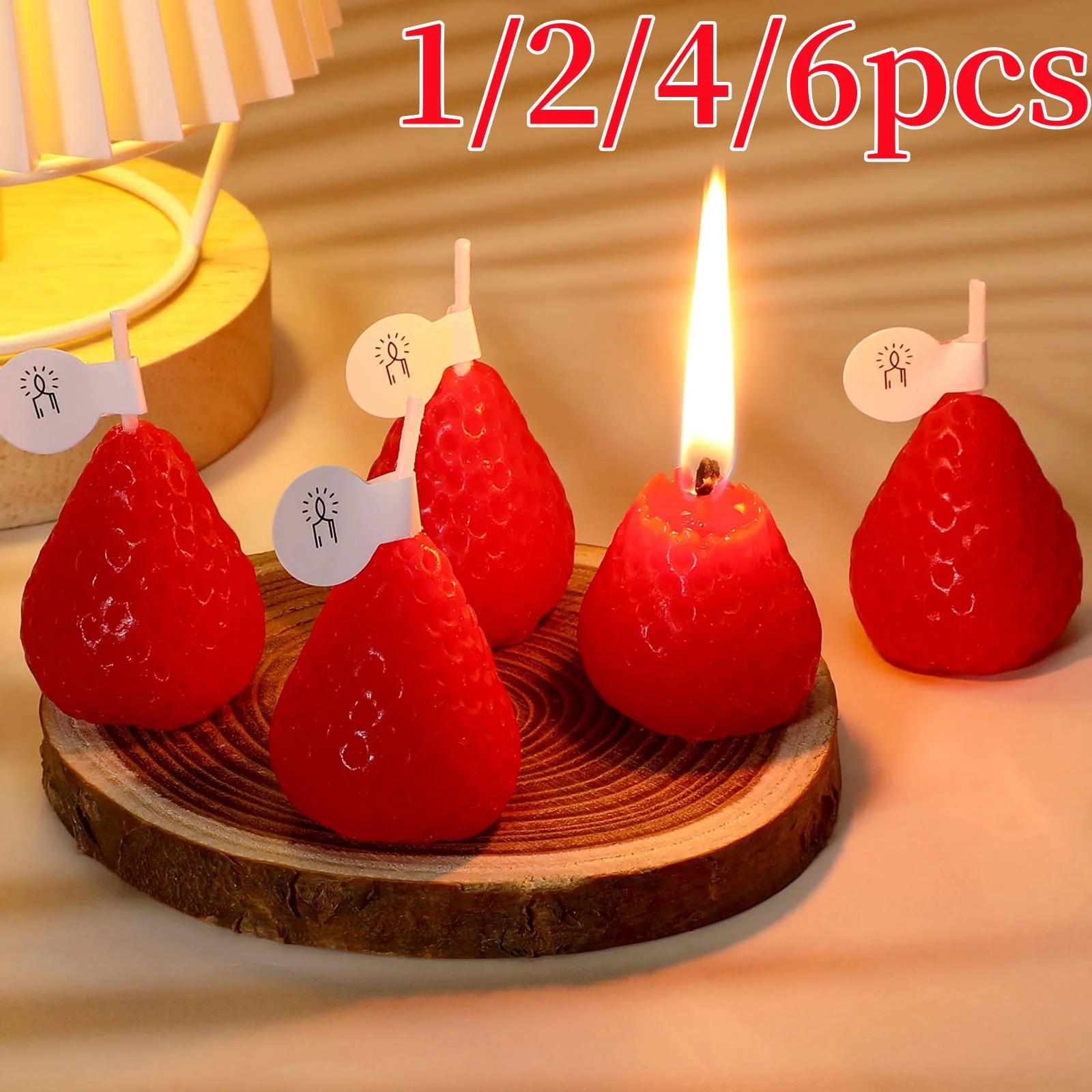 1/2/4/6PCS Strawberry Aromatherapy Candle Creative Handmade Scented Candles for Birthday Wedding Party Gift New Year Home Decor