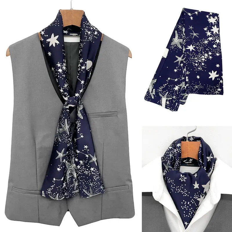 

Мужской шарф в британском стиле, тонкий деловой повседневный шейный шарф, универсальная рубашка в стиле ретро, многослойный длинный модный шарф