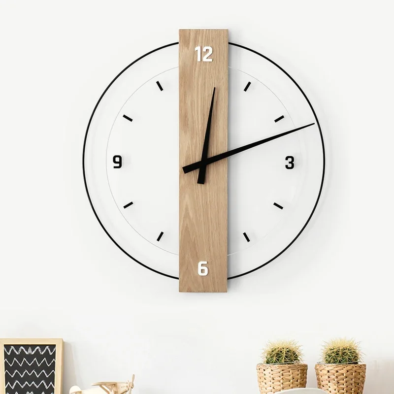 

European Unique Wall Clocks Silent Nordic Elegant Living Room Wall Clock Design Wooden Modern Reloj Pared Home Decor