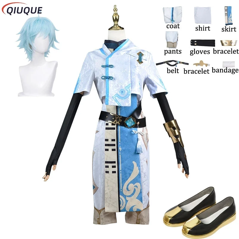 

OPChongyun Cosplay Costume Wig Shoes Chun Yun Halloween Party Fancy Dress Game Suit Uniform Outfit for Men Women 8f5d][