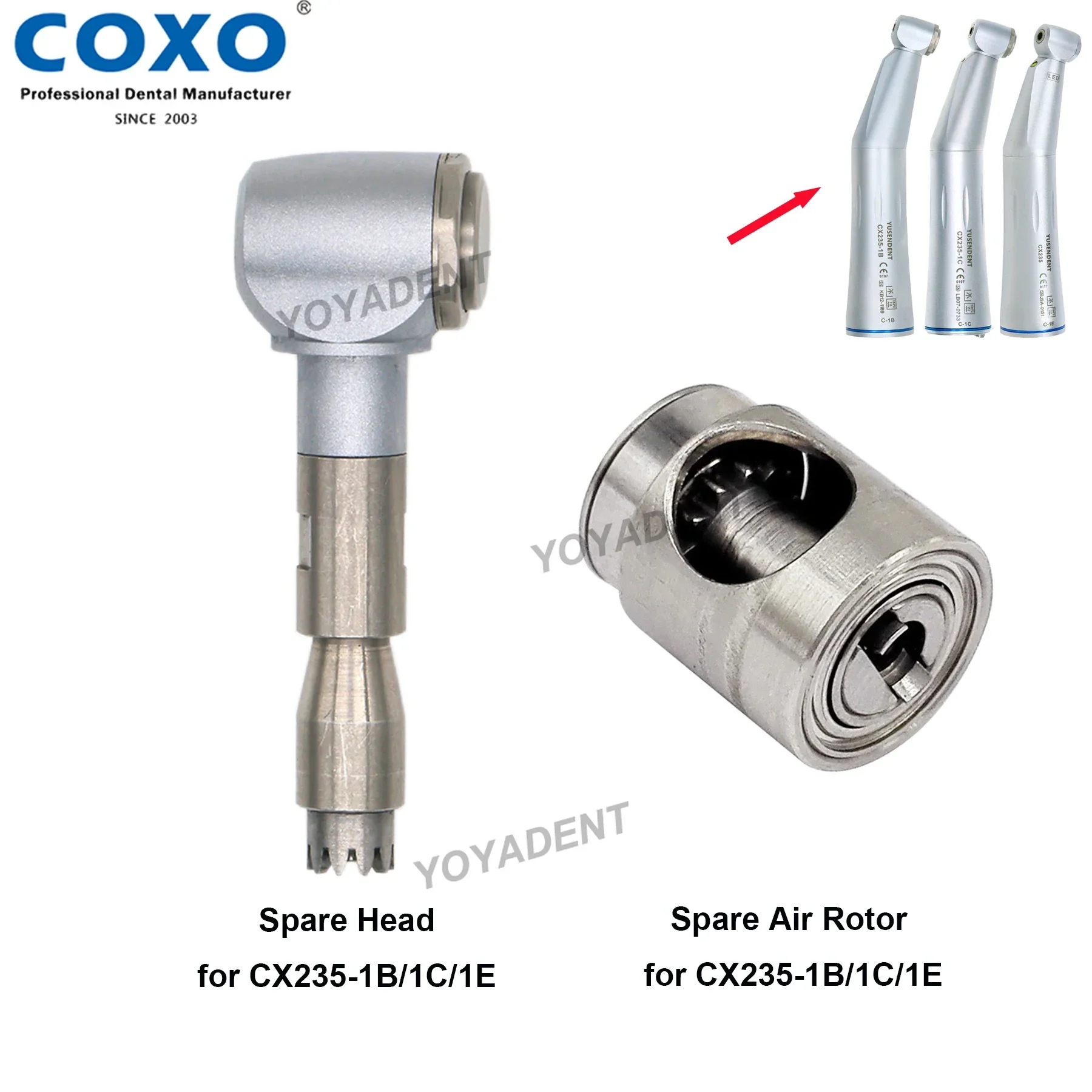 COXO Dental Fiber Optic Low Speed Handpiece Contra Angle Straight Handpiece Reduction/Increase Ratio LED Air Motor Fit KAVO NSK