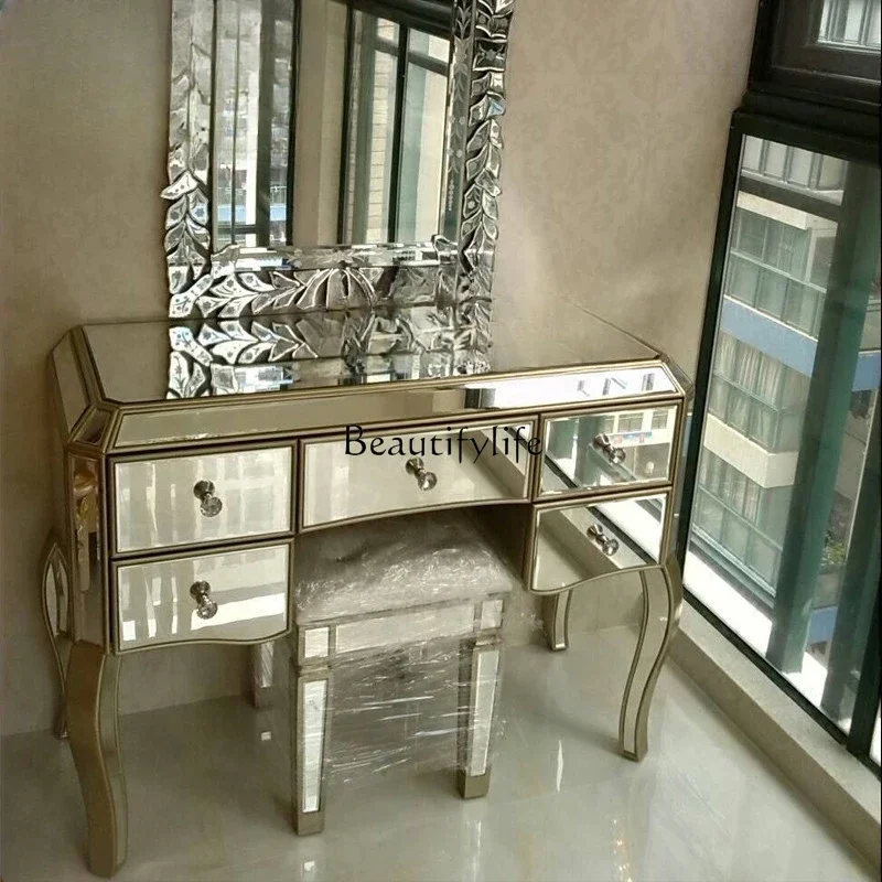 

yj9 Mirror Dresser Bedroom Simple Makeup Table Small Apartment European Dresser