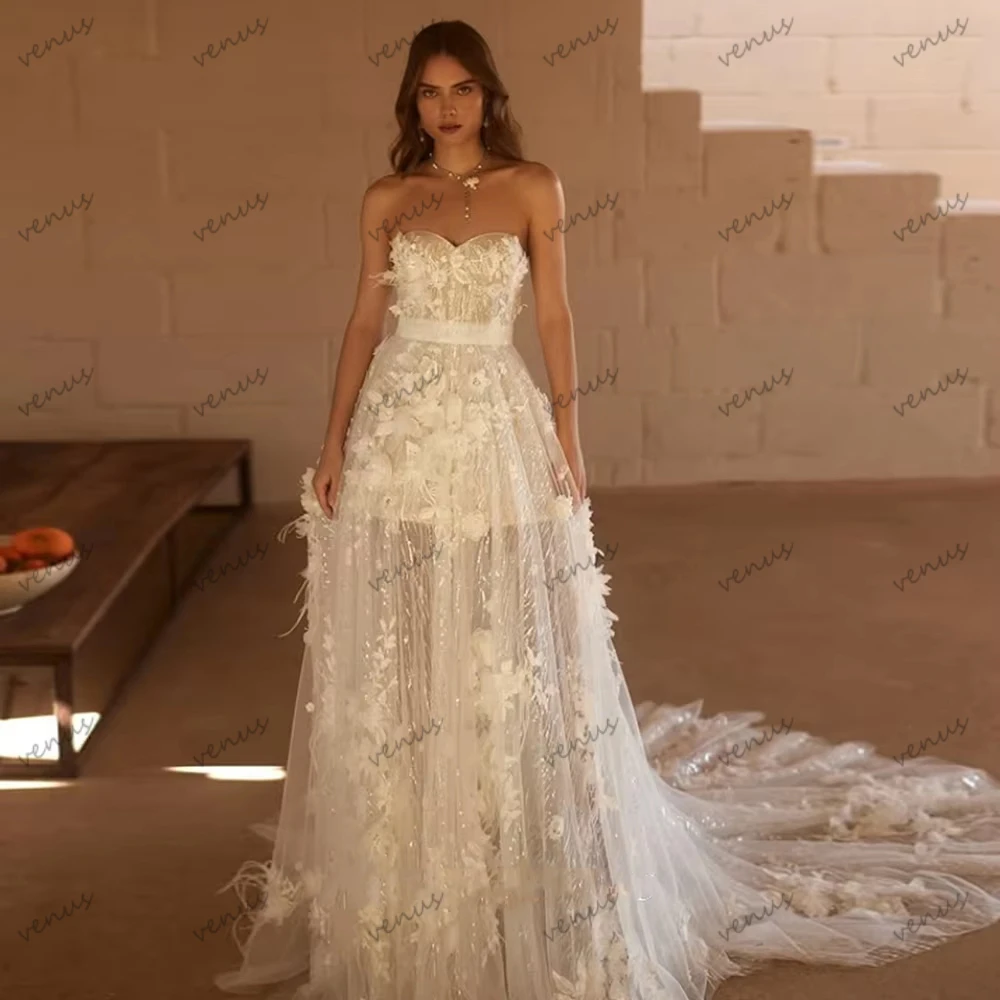Glamorous Wedding Dresses Modern Bridal Gowns Lace Appliques Exquisite Robes Sexy свадебное платье Vestidos De Novia Customized