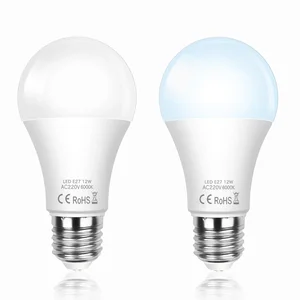 2PCS E27 LED Bulb Light 12W Radar Motion Sensor Lamp 220V White Auto On at Night for Home Living Room Stairs Hallway Pathway