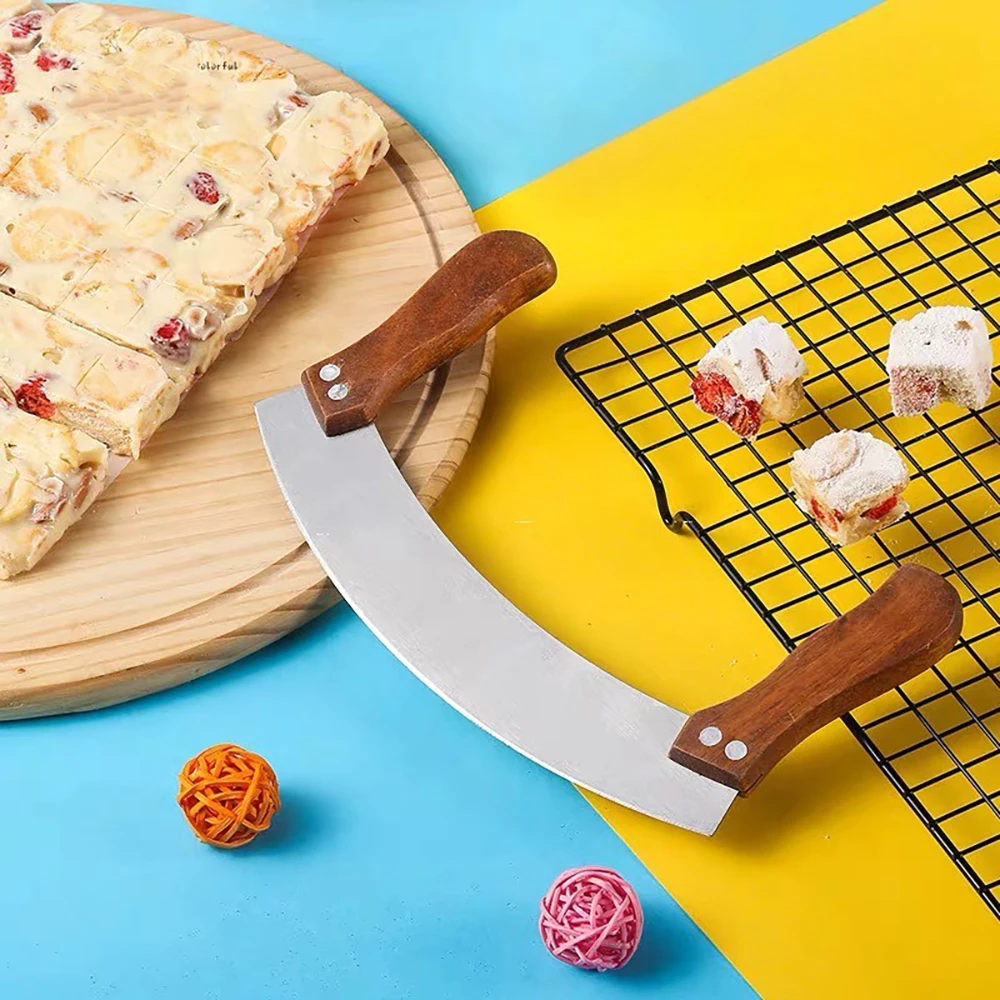 Podwójny uchwyt huśtawka nóż do pizzy nóż ze stali nierdzewnej nugat ciasteczka narzędzia do pieczenia akcesoria kuchenne