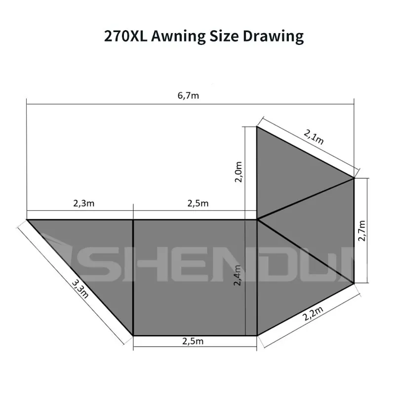 4WD Waterproof Car Awning Tent Foxwing 270 Degree Large Free Standing 270 Awning Extended With Side Wall