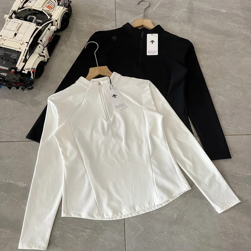 lightly elastic ribbed patchwork women's sports half-zip top 2026 autumn women's new arrival