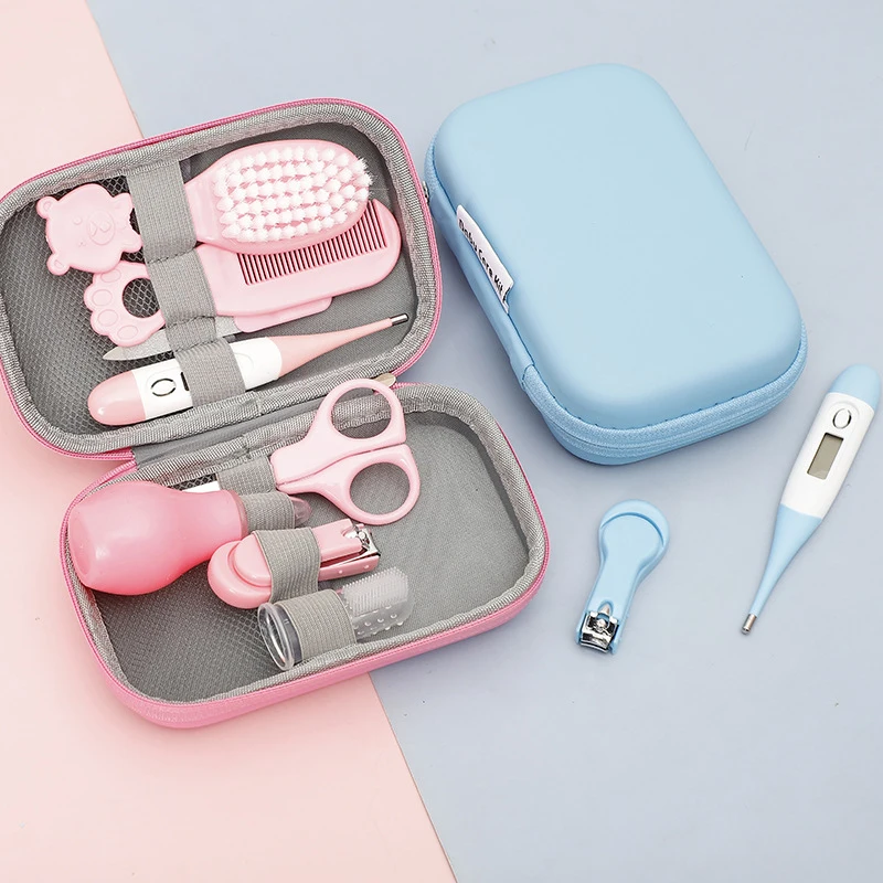 8PCS/Set Baby Health Care Kit Kids Nail Hair Health Care Thermometer Grooming Brush Clipper Teether Toothbrush Baby Essentials