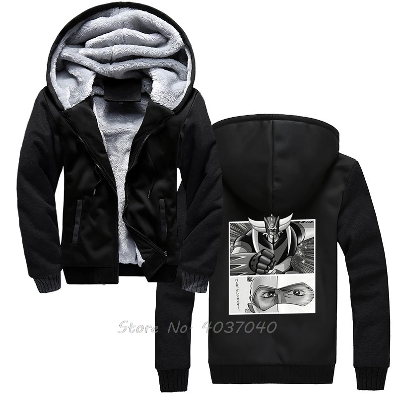 Winter New Goldorak Hoodie Goldorak & Actarus New Fashion Men Winter Thick Warm Fleece Sportwear Sweatshirts