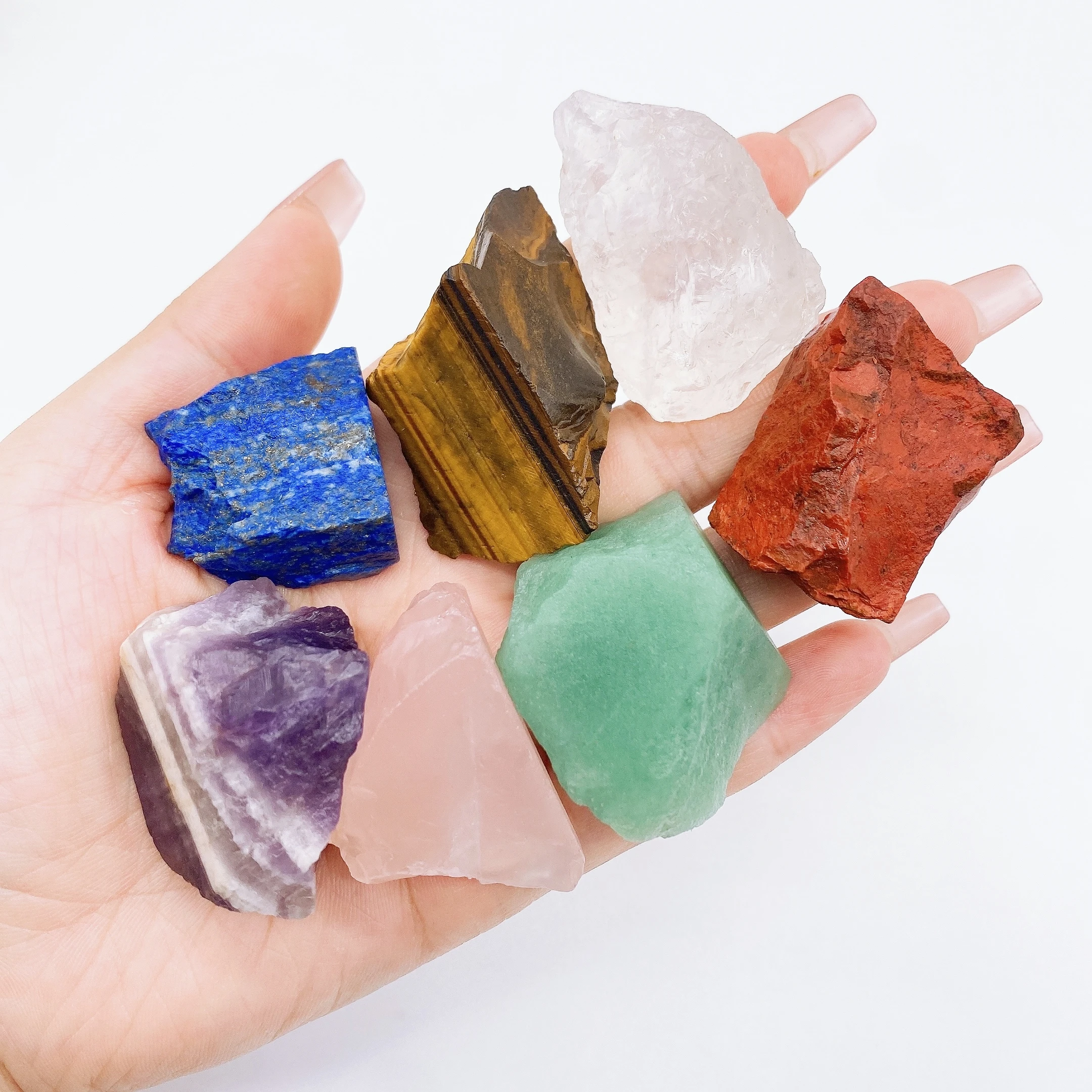 7pcs/bag Natural Chakra Amethyst Lapis Raw Crystal Clear Quartz Rock Stone Healing Energy Minieral Specimen Home Decoration Gift