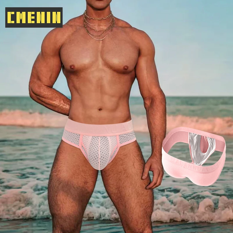 

CMENIN Sexy Mens Underwear Briefs Breathable Mesh Man Cotton Bikini Underpants Sissy Panties Gays Men's Jockstrap Briefs Trunks