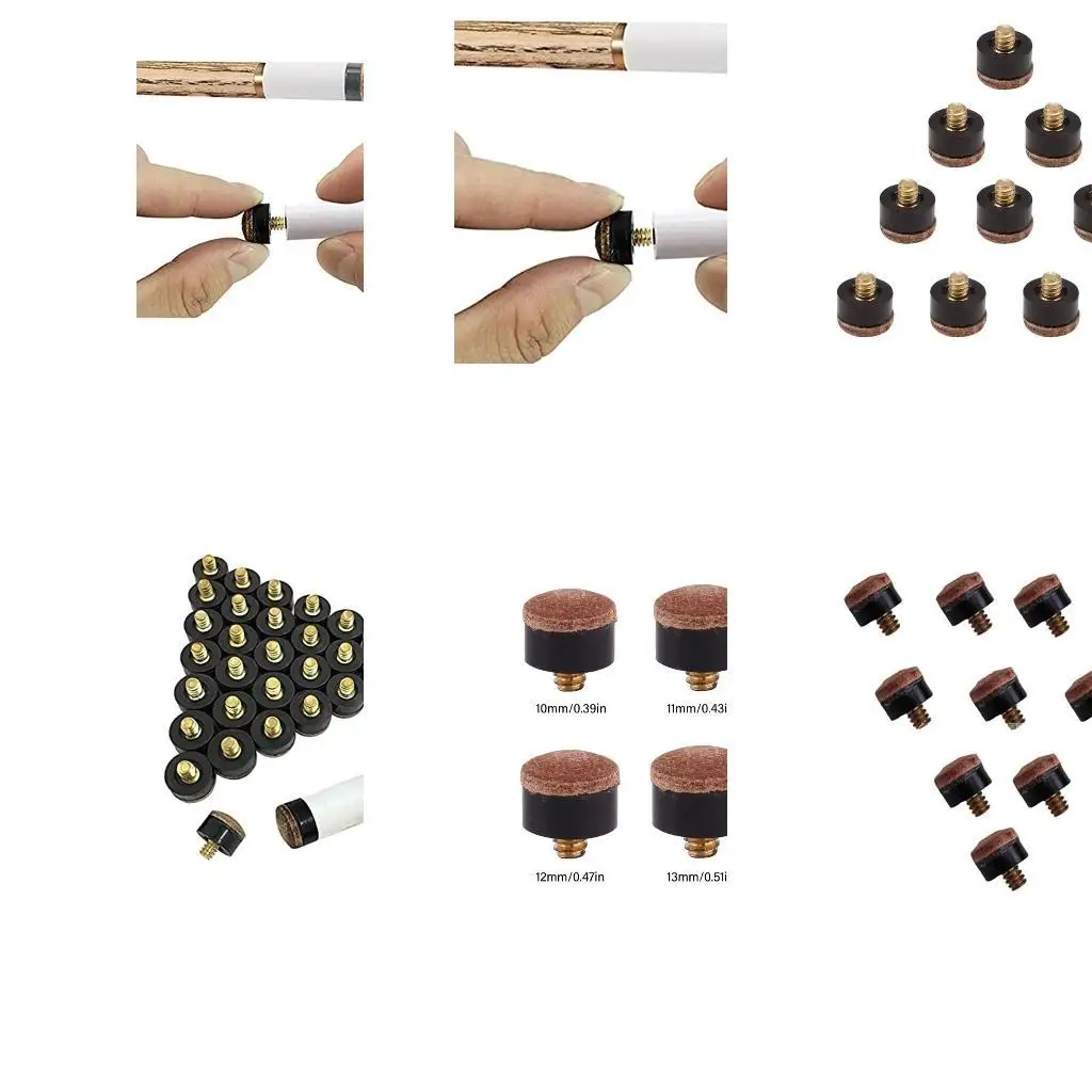 

652f 10pcs inc-on bool cue наконечник жесткая кожа бильярдная замена наконечника легко использовать